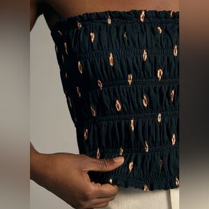 NWT Anthropologie Cotton Smocked Tube Top Black Women's Medium